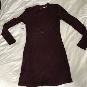 RVCA MAROON BODYCON MINI DRESS WITH BACK CUT OUT